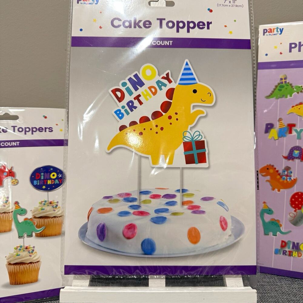 Dinosaur Birthday Cake Topper, 1 Pack Cupcake Toppers and Dinosaur Photo Props
